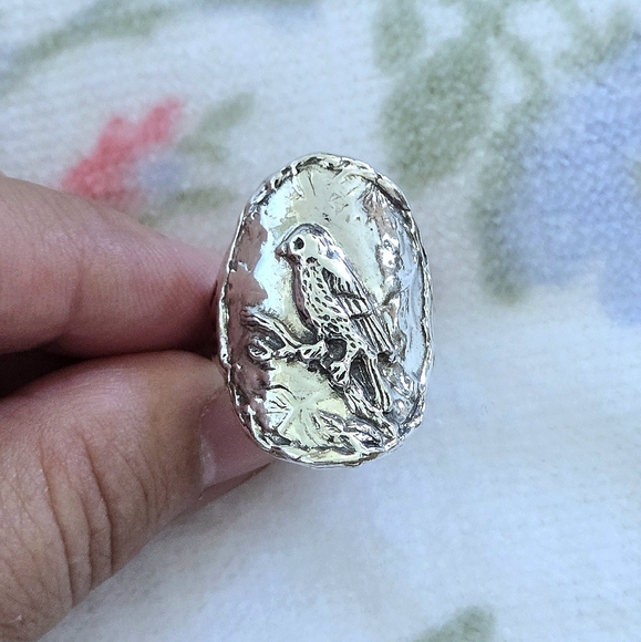 Noa Zuman Sterling Silver🤍 Embossed Bird🐦 Ring💍 - Picture 5 of 16